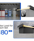 Updated 2 Set Overhead Garage Storage Rack Heavy Duty 13 Gauge Ceiling Bin Organizer installed on ceiling with tote containers.