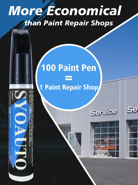 Black Car Touch Up Paint Pen 2 In 1 For Scratch Repair And Rust Prevention 0.4 Oz Auto Paint Pen shown in front of service shop