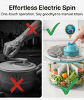 Electric Salad Spinner And Produce Washer To Wash And Spin Dry Leafy Greens Berries Or Fresh Veggies Fast With A Steady Non Slip Base That Makes Kitchen Cooking And Cleanup Totally Hassle Free In Blue with one-touch operation