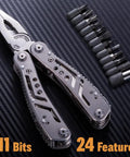 24 In 1 Multitool With Knife And Pliers, 11 Magnetic Bits, Sharp Stainless Steel, Lightweight EDC Gear for camping and hiking.