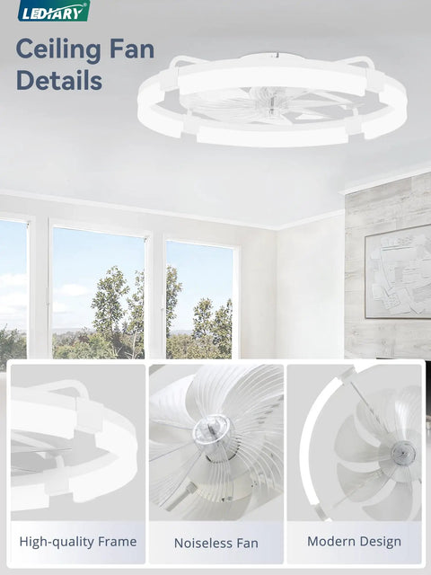 Straight Up Silent 24 Inch Low Profile Fandelier With App And Wireless Remote Dual Lighting Modes Smart Timer No Beep Noise Super Smooth Breeze Ceiling Fan For Chill Bedrooms, close-up of modern design and high-quality frame.