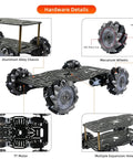Omni Directional Mecanum Wheel Robot Chassis Kit With 4WD TT Motors Aluminum Alloy Double Layer Smart Car Platform Built For Arduino Raspberry Pi DIY STEM Projects And Tight Space Maneuvering For Makers