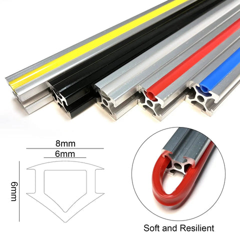 8 Meter Dust Protection Soft Cover For 6mm Flat Seal On 20 Series Aluminum Extrusion Profiles Odorless Plastic Fits T Slot And V Slot Black Finish 27ft Length Easy Slip On Seal For Framing, 6mm insert on aluminum extrusion