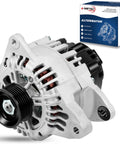 High Output Alternator Replacement For 2005 2006 Kia Magentis, 2005 2010 Sportage, front view with box packaging visible