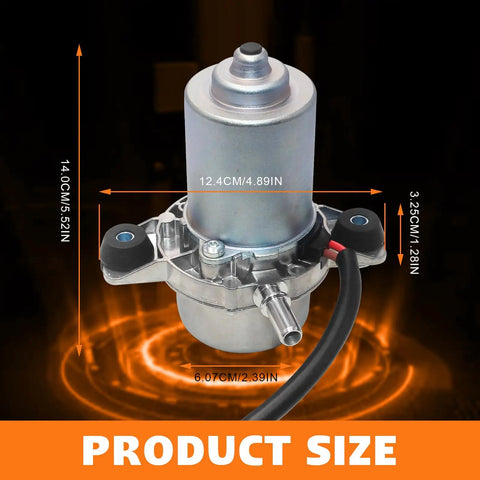 Brake Booster Vacuum Pump For Cadillac Chevy Buick Volvo showing dimensions 14cm height, 12.4cm width, heavy duty construction.