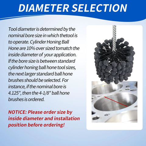 Cylinder honing ball brush, 4.125 in diameter, 240 grit silicon carbide for cylinder bores