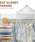 40 Pack Clear Garment Bags for Hanging Clothes, 60x90cm plastic dry cleaning bags on hangers in a neat closet