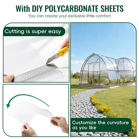 Six Pack 6 Ft By 2 Ft Twin Wall Polycarbonate Panels 0.24 Inch All Season UV Protected Roof Sheeting For Greenhouse Covering And Outdoor Garden Projects Easy Install
