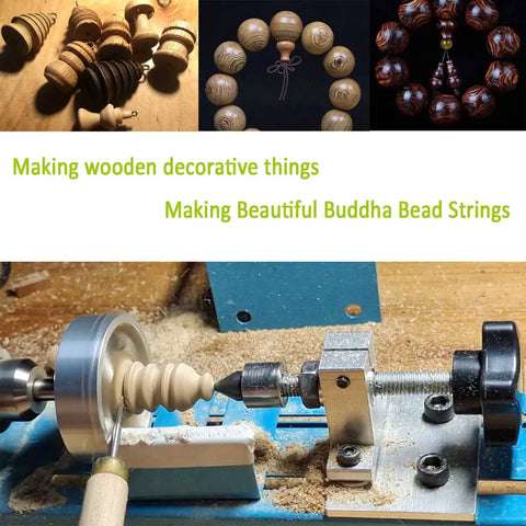Tabletop Wood Lathe Kit For DIY Woodturning All-In-One Multi-Purpose Lathe creating wood beads and decorations