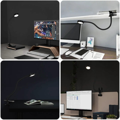 Clip On Reading Light Desk Lamp with Strong Clamp for Kids and Adults Eye Protection Night Light Flexible Gooseneck