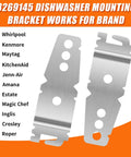 Two Pack Dishwasher Mounting Brackets With Screws For Under Counter Install Replaces 8269145 WP8269145VP Clips shown
