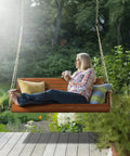 Built Tough Outdoor Wooden Porch Swing With Adjustable Chains 880 Lb Capacity 5 Ft Brown Garden Bench Seat For Patio