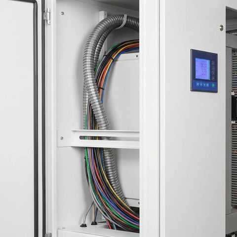 Built Tough Stainless Steel Flexible Wire Conduit For Electrical Cable Routing and High Temperature Rugged Metal Tubing With Wear Resistant Silver Finish Job Site Ready Pro Grade Cable Runner organizing colorful electrical wires.