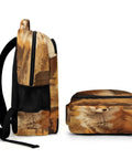 Side and front view of Autumn Pasture Fox Printed Unisex Backpack with large capacity durable polyester daypack for school travel