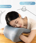 Woman napping with Ergonomic Memory Foam Neck Pillow Headrest for Office Chair with Skin Friendly Polyester Spandex Cover