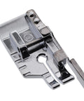 1/4 inch snap-on presser foot with guide, angled side view for low-shank sewing machines.