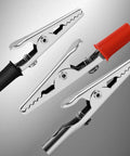 Three alligator clips with plastic grips in red and black from 50 Pack Small Alligator Clip Test Clamps With Plastic Grips Red And Black 25 Each Kit For Wires And Joints, High Conductivity Electrical Clips For Battery Testing, DIY Electronics, Lab Probes And Circuit Work