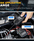 Hand holding Go To Wire Tracer Open And Short Finder for Automotive Electrical Systems with transmitter and receiver visible.
