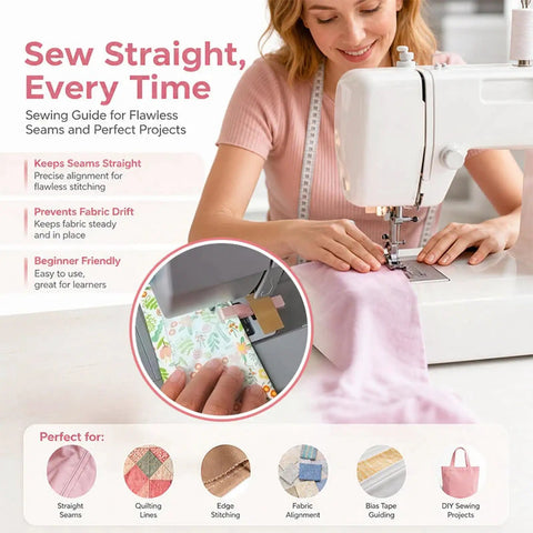 Magnetic Sewing Seam Guide For Precision Stitching And Straight Seams Multi Size Alignment Tool in use on sewing machine