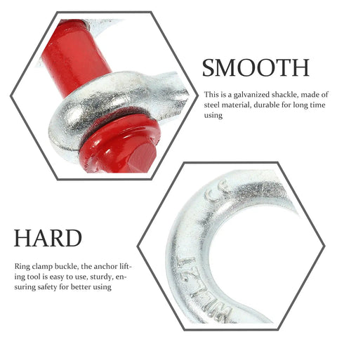 Close-up of One Half Inch Galvanized Screw Pin Anchor Shackle, showcasing steel material and durable construction for towing.