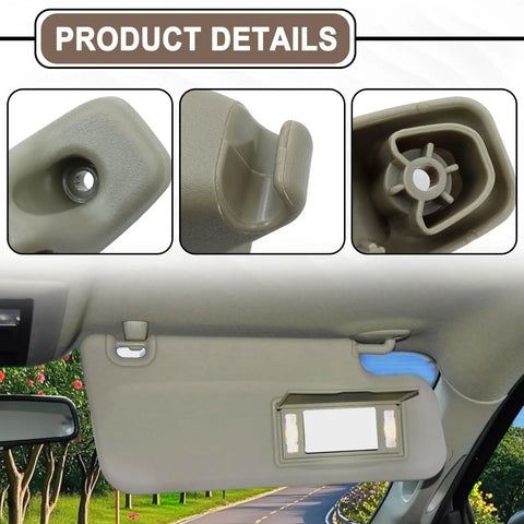 Close-up of beige sun visor clips in Dodge Ram, 2 Pcs Beige Sun Visor Clips For Dodge Ram 1500 2500 3500 4500 5500, Sun Visor Retainer Clip Replacement OE 1HS09BD1AA