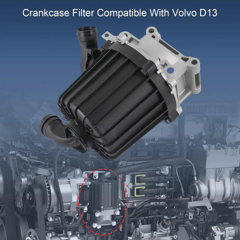 Crankcase Ventilation Oil Separator Gasket for Volvo D13 Replacement Parts 22877306 engine filter displayed on engine