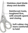 White Rhinestone Bling Stapler And Tape Dispenser Set With Glam Scissors And Staple Remover 1000 Staples Included