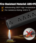 Fire-resistant Must Have 6 Outlet Surge Protector Power Strip With Four And A Half Foot Extension Cord Two Pack 900 Joules Overload Switch