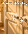 Top Tier Crystal Cabinet Knobs And Drawer Handles With Slick Silver Tone Heavy Duty Aluminum Core Badass 30mm on wooden doors.