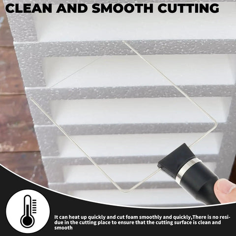 3-In-1 Hot Wire Foam Cutter Kit With Three Cutting Tips, Carrying Case cutting through styrofoam showing clean edges and smooth cuts
