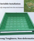 Beefy PP Recessed Sewage Basin Cover With Frame And Pull Hole Waterproof Heavy Duty Lid, green PP material, installed in lawn