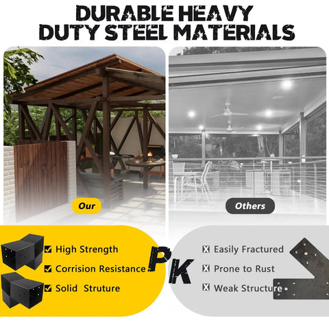 Two Pack 30 Degree L Shaped Pergola Brackets for 6x6 Wood Beams 5.5 by 5.5 Inches Heavy Duty 14 Gauge Steel Indoor Outdoor DIY Slant Roof Brackets for Pavilion Porch Deck Cabin