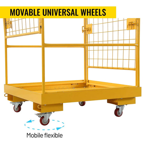 Built Tough Forklift Safety Cage Plus Foldable Work Platform Rigged With Heavy Duty Guardrails And Locking Safety Chain Killer Pick For Aerial Lifts Solid 36X36 Platform Handles 1200 Pounds Daily Grind Ready