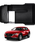 Mazda CX-30 Center Console Organizer 2020-2026 Armrest Storage Box Secondary Insert Tray With Black Anti Slip Mat shown with red Mazda CX-30