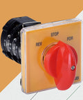 Forward Reverse 3 Phase Milling Switch Rock Solid Rotary Universal Changeover Selector with red knob on orange panel
