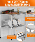Stainless Steel Work Table For Food Prep And Heavy Duty Kitchen Station 24 By 36 Inches With Adjustable Undershelf in a kitchen setting