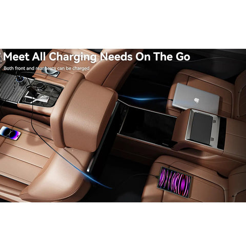 Badass 4 Port USB Car Charger 2 Pack Cigarette Lighter Adapter With PD 30W fast charging shown in luxury car interior.