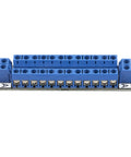2x12 Terminal Block Distribution Module Breakout Board For AC And DC Power, 15 Amp Screw Terminal, 5.0mm Pitch, Accepts 26 AWG To 12 AWG Wire, Black, Dual Pack, Expandable For DIY Electronics Projects, blue screw terminal board
