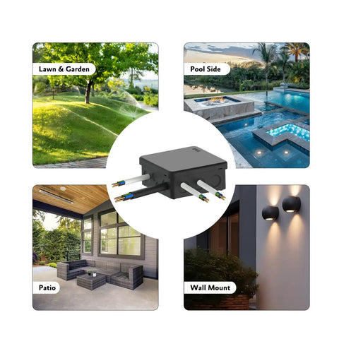 Ip65 Waterproof Project Box With Screwless Cover, Outdoor Electrical Enclosure Pack Of Two, Heavy Duty Plastic Housing Black, 3.5 X 3.5 Inches in outdoor settings for wiring.