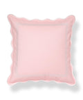 Coastal Chic 20x20 Throw Pillow Cover With Scalloped Border, Blush Pink Embroidered Frame, Reversible Solid Back, Weather Resistant Polyester