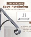Industrial Grade Wall Mount Handrails For Outdoor Steps And Decks Featuring Wrought Iron Safety Rails With Curved Grips, gray steel handrail bracket.