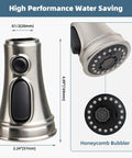 Universal Replacement Kitchen Faucet Head With 15 Adapters For Moen Delta Kohler Pull Down Sprayer 3 Mode Aerator Spray Brushed Nickel