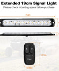 All In One UTV Turn Signal Kit With DRL And Red Running Lights, Plug And Play Prewired Blinker System dimensions and switch