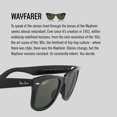 Original Wayfarer Polarized Sunglasses With Classic Square Frame Black And Green Lens Combo 50mm Size UV Protection display