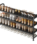 Three Tier Shoe Rack Storage Organizer, Wide Metal Shelf For Closet And Entryway, Holds Up To 18 Pairs Of Shoes, Durable Black Finish