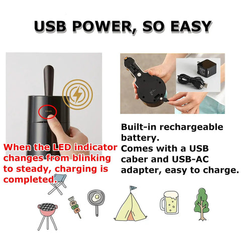 Top Shelf Mini Draft Beer Dispenser With Ultrasonic Fizz Lock Technology showing USB charger setup and LED indicator for easy charging.