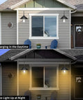 2 Pack Solar Barn Lights Outdoor Wall Sconces With Motion Sensor And 3 Lighting Modes on house, day and night view