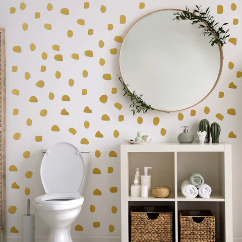 Boho Gold Dot Wall Decals Peel And Stick Set For Nursery And Kids Bedroom Irregular Polka Dots Wallpaper Sticker Pack