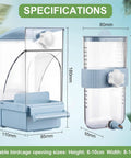 No Fuss Bird Feeder And Water Dispenser Set Packed With Automatic Clear Food Jar And Twelve Oz Drip Free Hydration Cup For Feathered Crew Like Parrots Canaries Lovebirds Budgies In Cool Blue Hanging Style specifications.