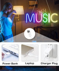 Music Neon Sign LED Wall Light Neon Letters For Bedroom Game Room Bar Club Party Decor Colorful Mood Lighting USB power